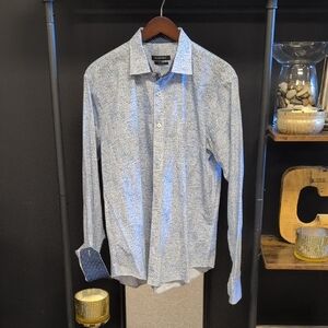 Bugatchi Blue and White Men's Casual Button Down Shirt